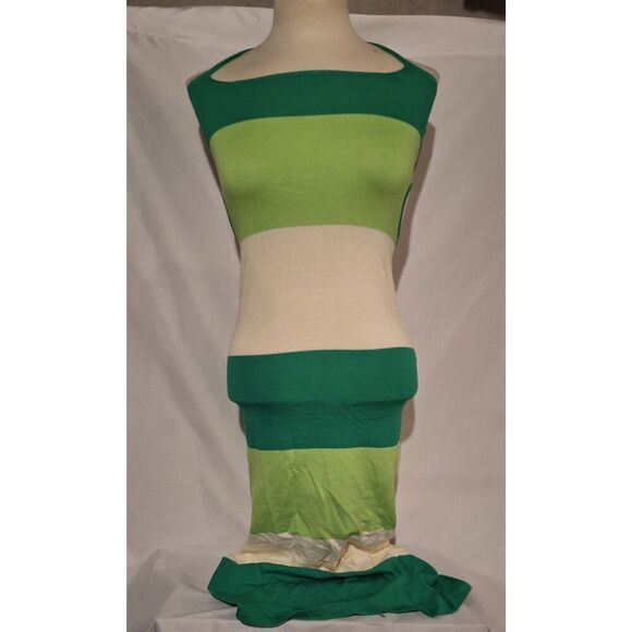 Shein VCay Womens Green Halter Bodycon Striped Dress Size Small NEW - Picture 3 of 6